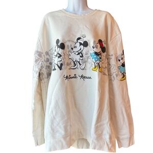 Disney Minnie Mouse Graphic Sweatshirt Size XXL Oversized Off White/Ivory Cozy